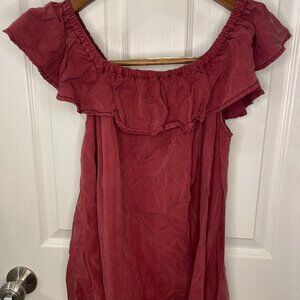 Red Off the Shoulder Top